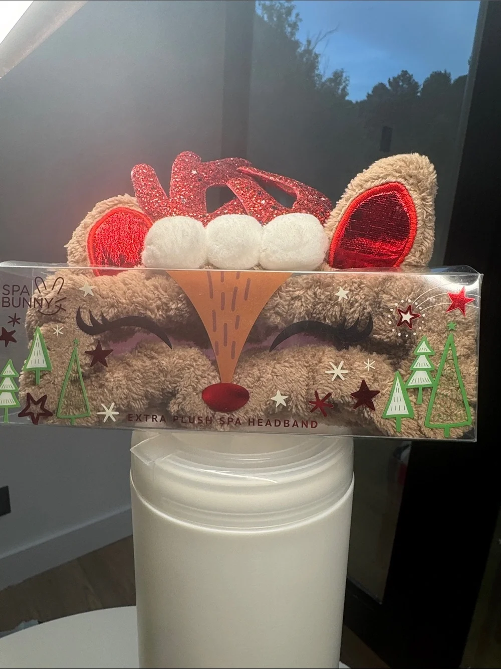 Spa Bunny Reindeer Plush Holiday Headband - Brown & Red